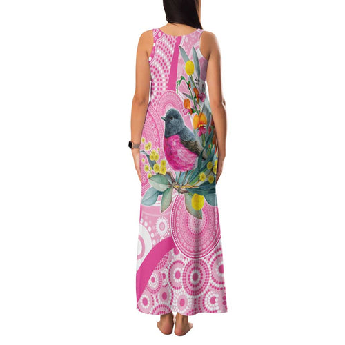 Pink Robin Aboriginal Inspired Family Matching Tank Maxi Dress and Hawaiian Shirt - Aussie Hoodie