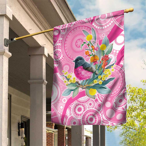 Pink Robin Aboriginal Inspired Garden Flag - Aussie Hoodie