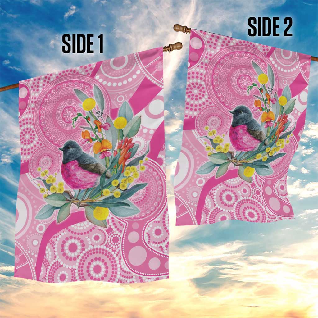 Pink Robin Aboriginal Inspired Garden Flag - Aussie Hoodie