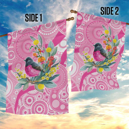 Pink Robin Aboriginal Inspired Garden Flag - Aussie Hoodie