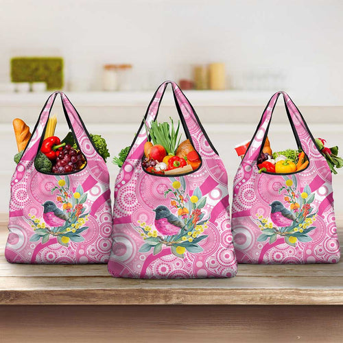 Pink Robin Aboriginal Inspired Grocery Bag - Aussie Hoodie
