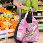 Pink Robin Aboriginal Inspired Grocery Bag - Aussie Hoodie