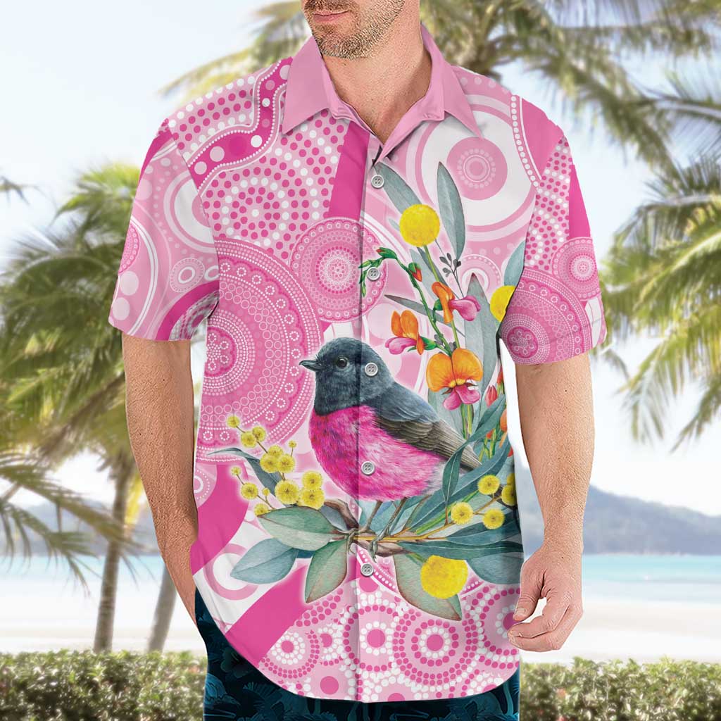 Pink Robin Aboriginal Inspired Hawaiian Shirt - Aussie Hoodie