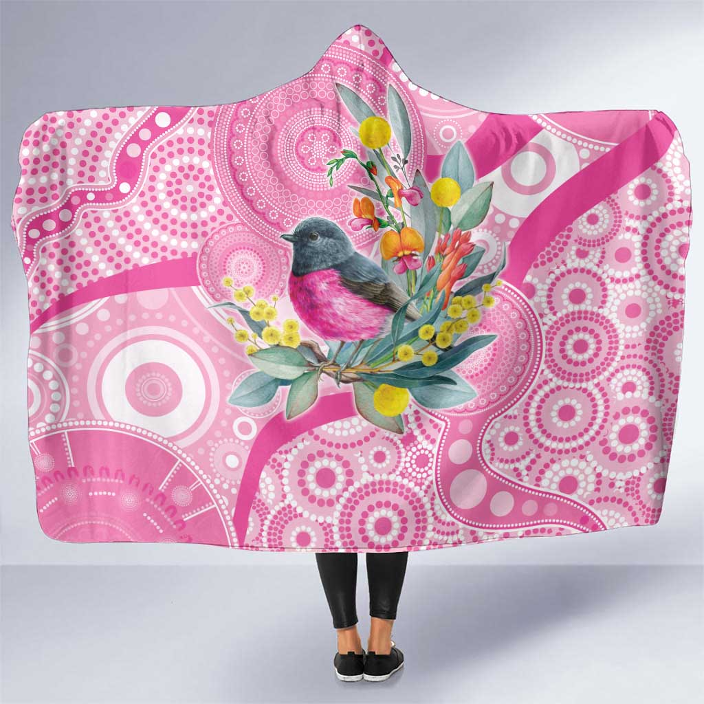 Pink Robin Aboriginal Inspired Hooded Blanket - Aussie Hoodie