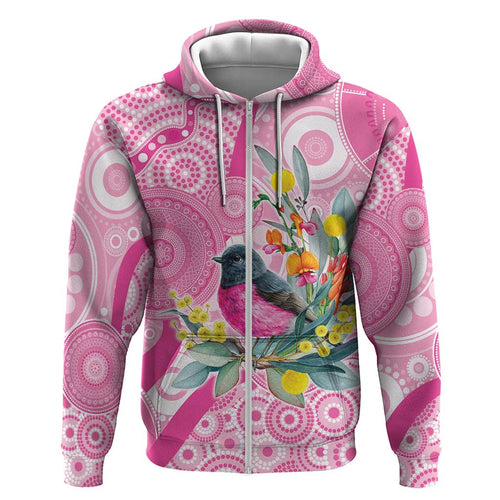 Pink Robin Aboriginal Inspired Hoodie - Aussie Hoodie