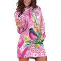 Pink Robin Aboriginal Inspired Hoodie Dress - Aussie Hoodie