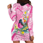 Pink Robin Aboriginal Inspired Hoodie Dress - Aussie Hoodie