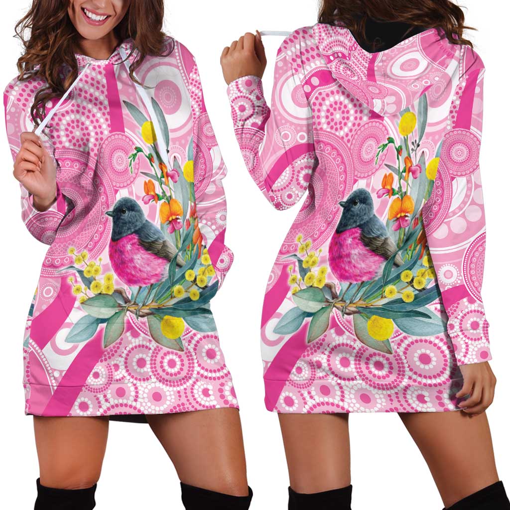 Pink Robin Aboriginal Inspired Hoodie Dress - Aussie Hoodie