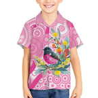 Pink Robin Aboriginal Inspired Kid Hawaiian Shirt - Aussie Hoodie