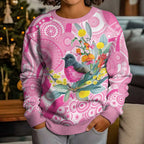 Pink Robin Aboriginal Inspired Kid Ugly Christmas Sweater - Aussie Hoodie