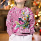 Pink Robin Aboriginal Inspired Kid Ugly Christmas Sweater - Aussie Hoodie