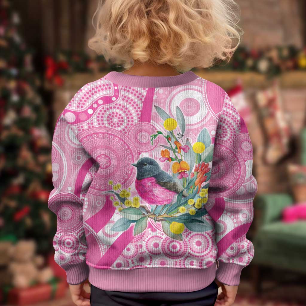 Pink Robin Aboriginal Inspired Kid Ugly Christmas Sweater - Aussie Hoodie
