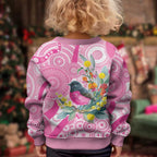 Pink Robin Aboriginal Inspired Kid Ugly Christmas Sweater - Aussie Hoodie