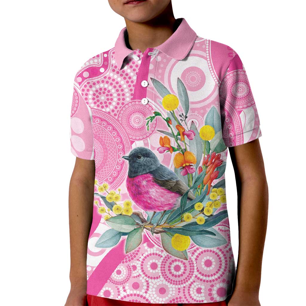 Pink Robin Aboriginal Inspired Kid Polo Shirt - Aussie Hoodie