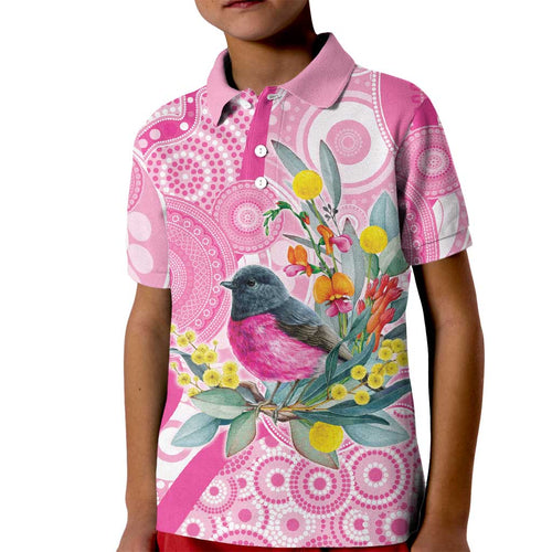 Pink Robin Aboriginal Inspired Kid Polo Shirt - Aussie Hoodie
