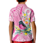 Pink Robin Aboriginal Inspired Kid Polo Shirt - Aussie Hoodie