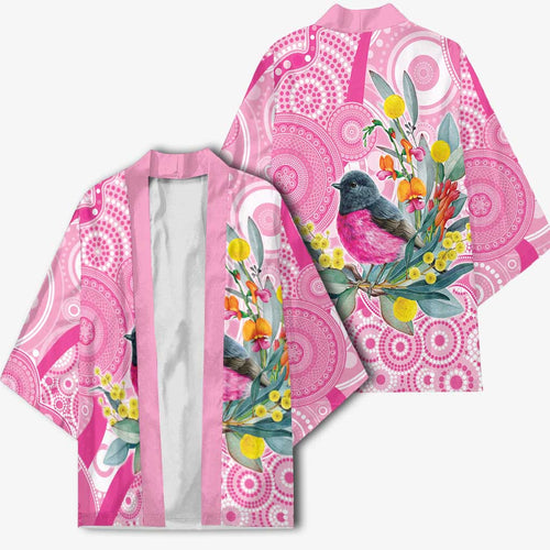 Pink Robin Aboriginal Inspired Kimono - Aussie Hoodie