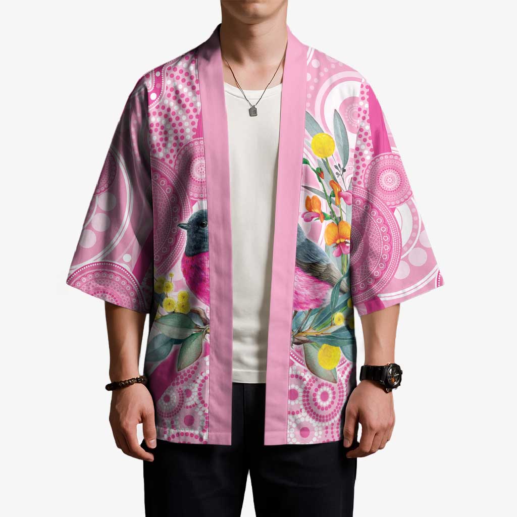 Pink Robin Aboriginal Inspired Kimono - Aussie Hoodie