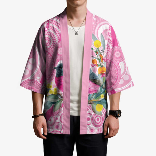 Pink Robin Aboriginal Inspired Kimono - Aussie Hoodie