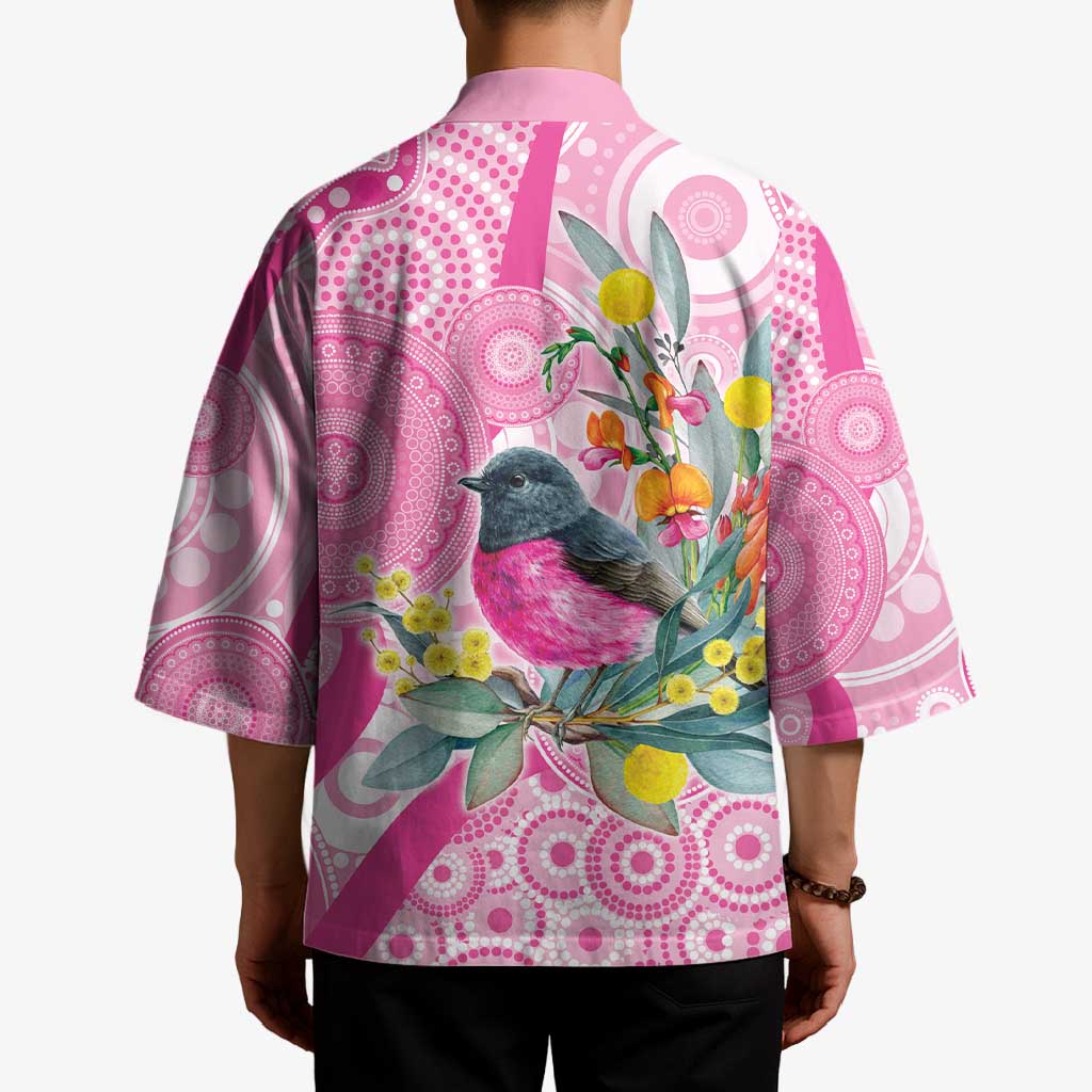 Pink Robin Aboriginal Inspired Kimono - Aussie Hoodie