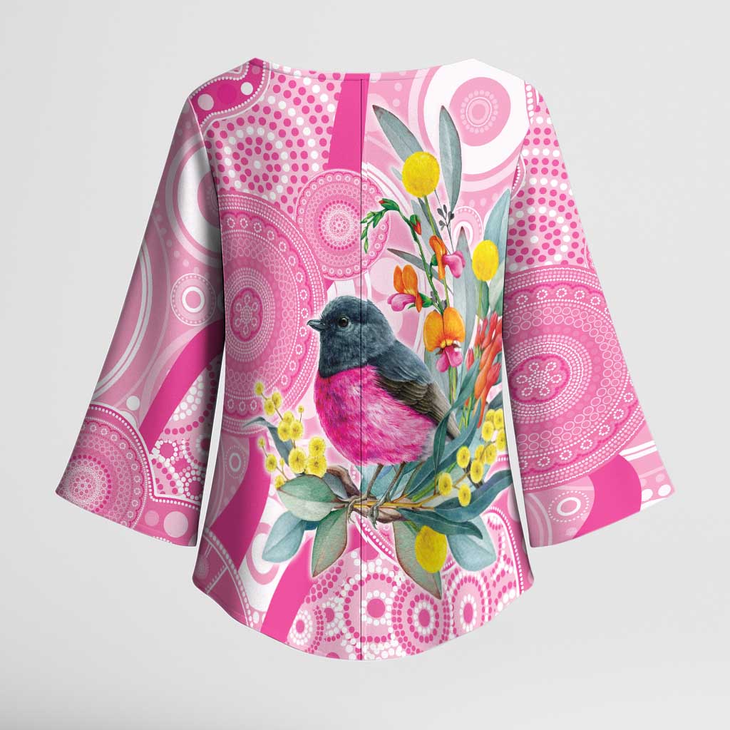 Pink Robin Aboriginal Inspired Kimono Sleeve Blouse - Aussie Hoodie