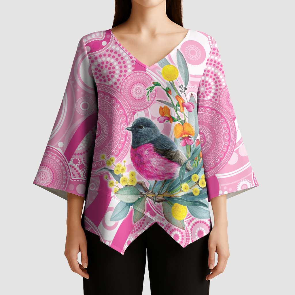 Pink Robin Aboriginal Inspired Kimono Sleeve Blouse - Aussie Hoodie