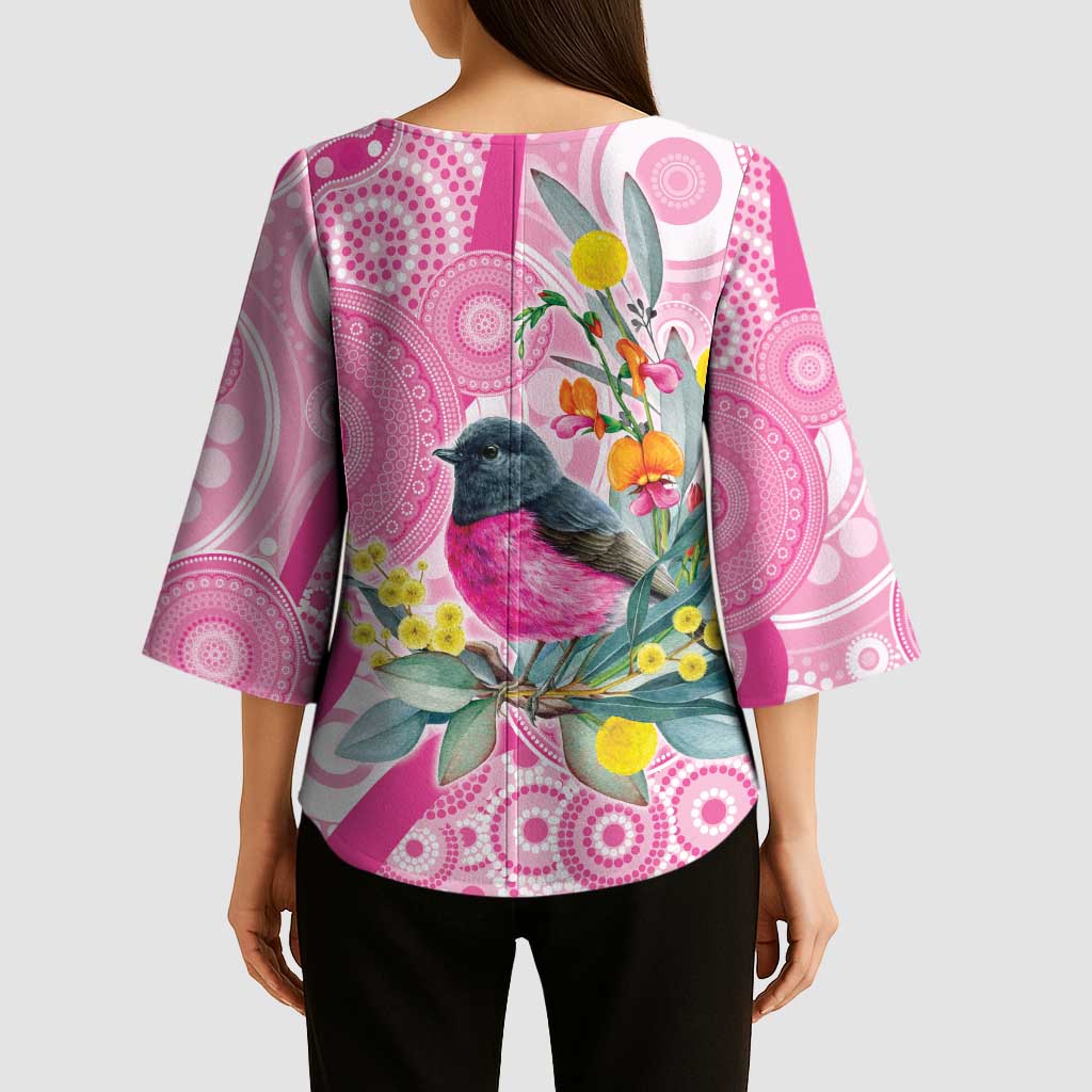 Pink Robin Aboriginal Inspired Kimono Sleeve Blouse - Aussie Hoodie