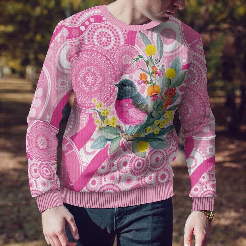 Pink Robin Aboriginal Inspired Ugly Christmas Sweater - Aussie Hoodie
