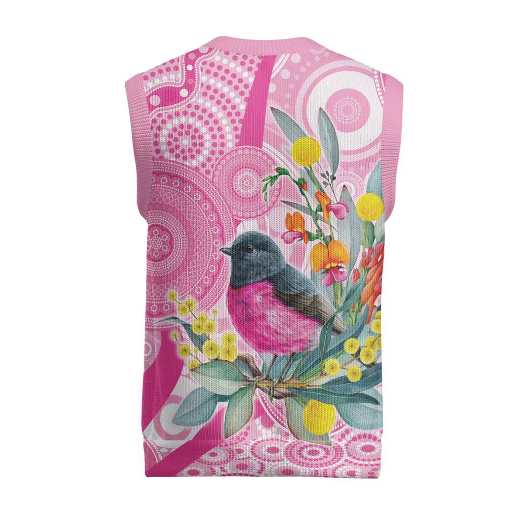Pink Robin Aboriginal Inspired Christmas Knitted V-Neck Vest - Aussie Hoodie