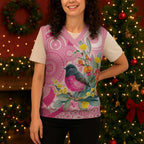 Pink Robin Aboriginal Inspired Christmas Knitted V-Neck Vest - Aussie Hoodie