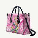 Pink Robin Aboriginal Inspired Leather Bag - Aussie Hoodie