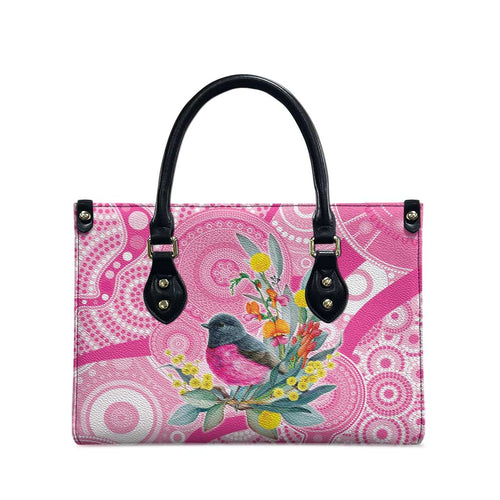 Pink Robin Aboriginal Inspired Leather Bag - Aussie Hoodie