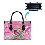 Pink Robin Aboriginal Inspired Leather Bag - Aussie Hoodie