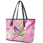 Pink Robin Aboriginal Inspired Leather Tote Bag - Aussie Hoodie