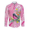 Pink Robin Aboriginal Inspired Long Sleeve Button Shirt - Aussie Hoodie