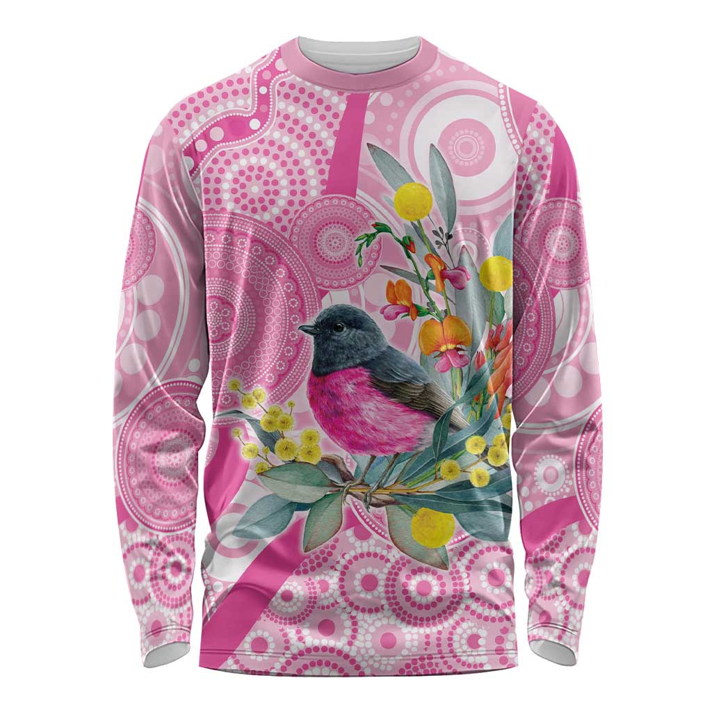 Pink Robin Aboriginal Inspired Long Sleeve Shirt - Aussie Hoodie