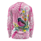Pink Robin Aboriginal Inspired Long Sleeve Shirt - Aussie Hoodie