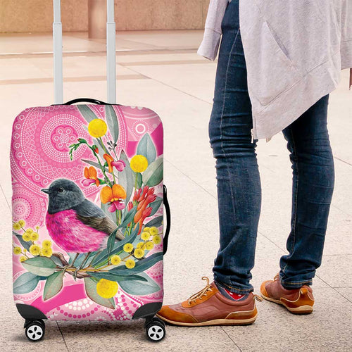 Pink Robin Aboriginal Inspired Luggage Cover - Aussie Hoodie