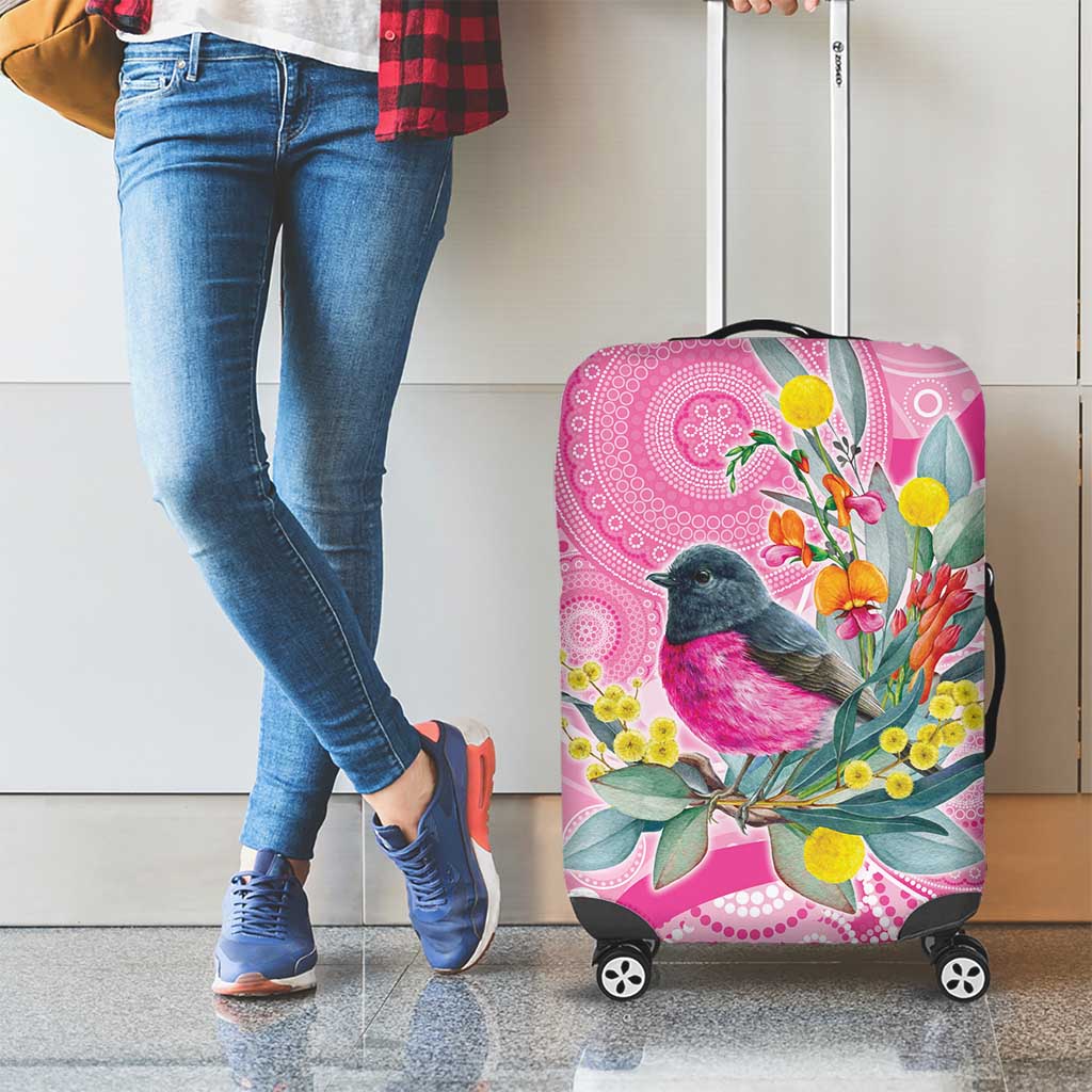 Pink Robin Aboriginal Inspired Luggage Cover - Aussie Hoodie