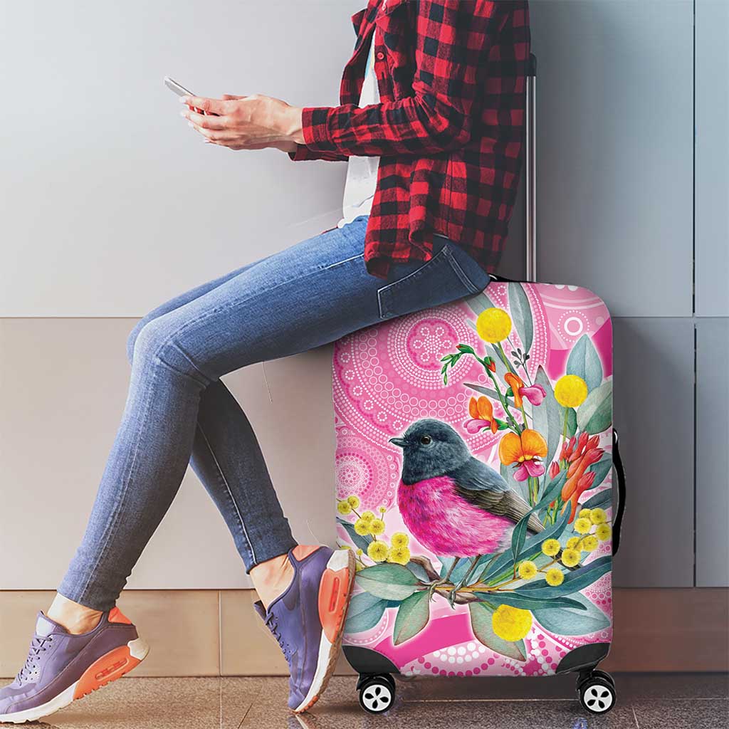 Pink Robin Aboriginal Inspired Luggage Cover - Aussie Hoodie