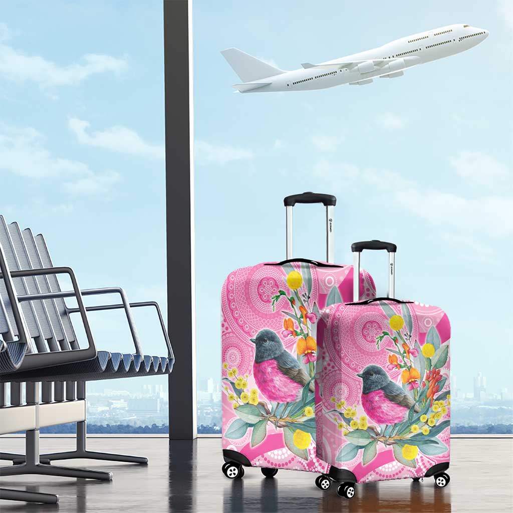 Pink Robin Aboriginal Inspired Luggage Cover - Aussie Hoodie