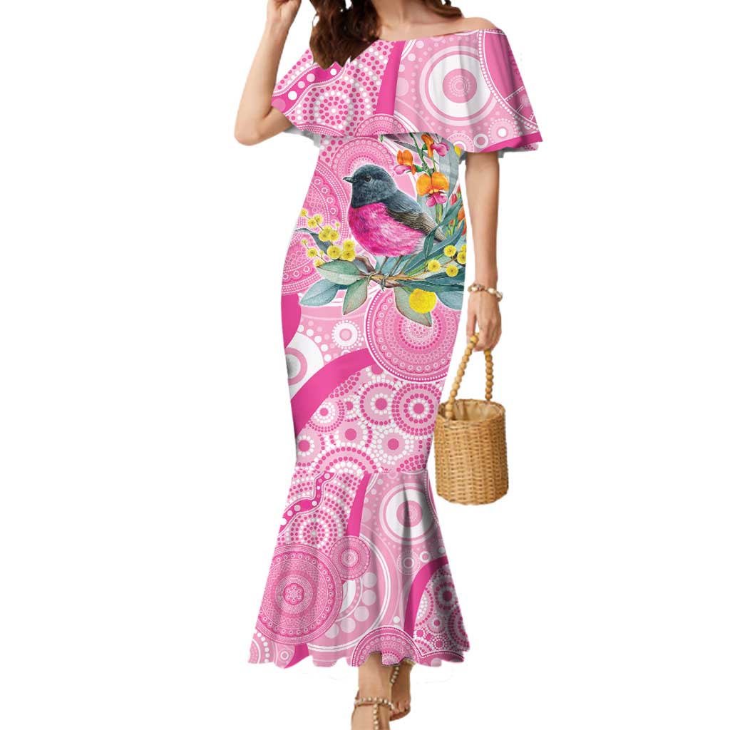 Pink Robin Aboriginal Inspired Mermaid Dress - Aussie Hoodie