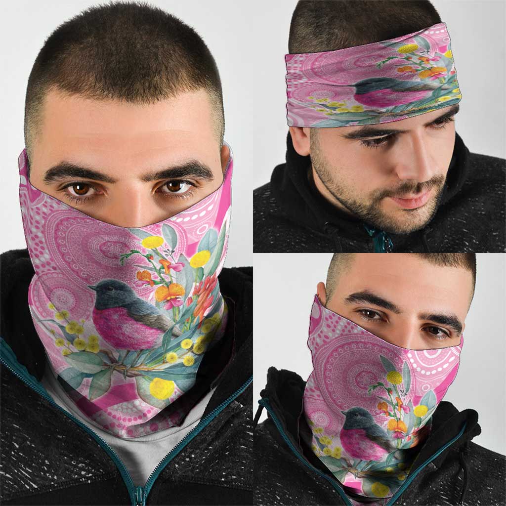Pink Robin Aboriginal Inspired Neck Gaiter - Aussie Hoodie