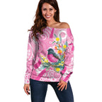 Pink Robin Aboriginal Inspired Off Shoulder Sweater - Aussie Hoodie