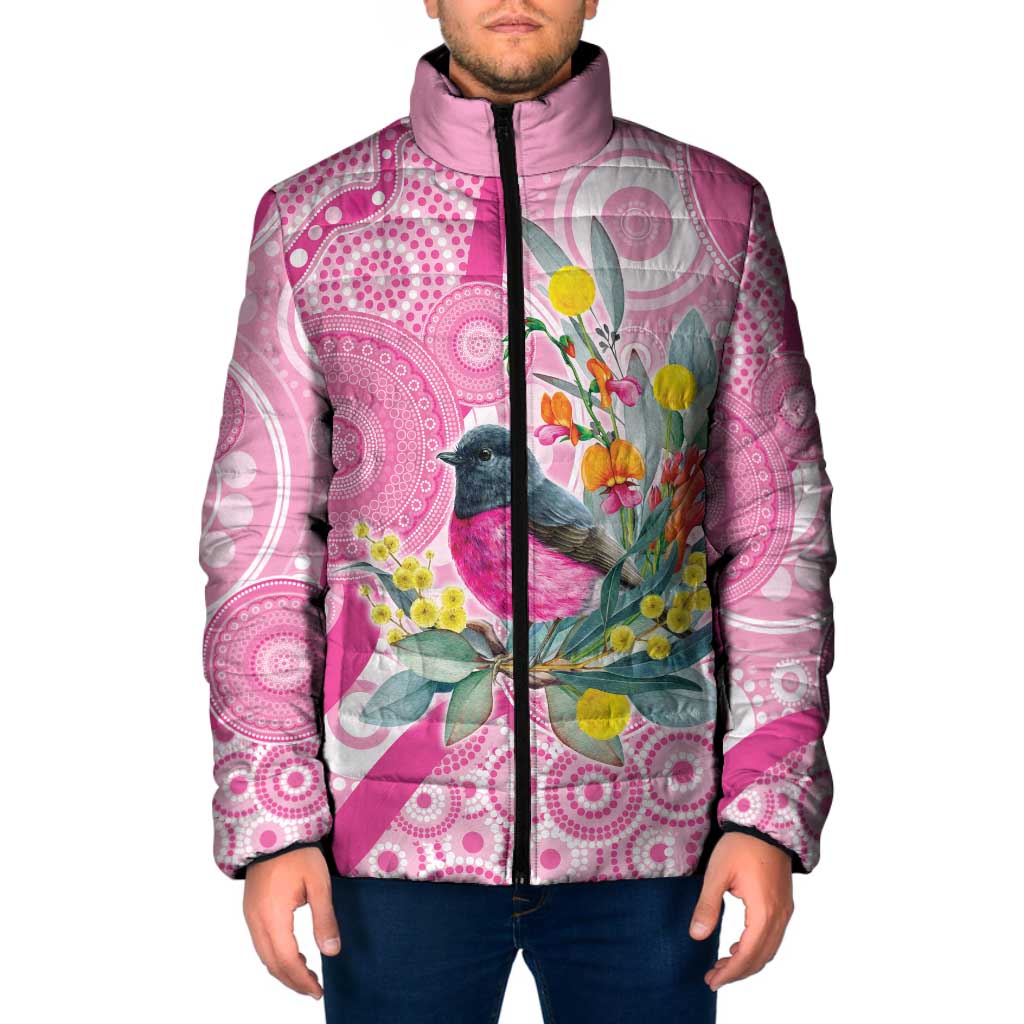 Pink Robin Aboriginal Inspired Padded Jacket - Aussie Hoodie