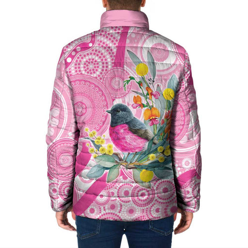 Pink Robin Aboriginal Inspired Padded Jacket - Aussie Hoodie