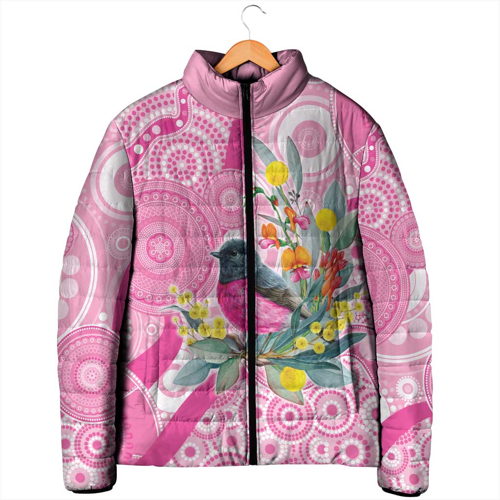 Pink Robin Aboriginal Inspired Padded Jacket - Aussie Hoodie