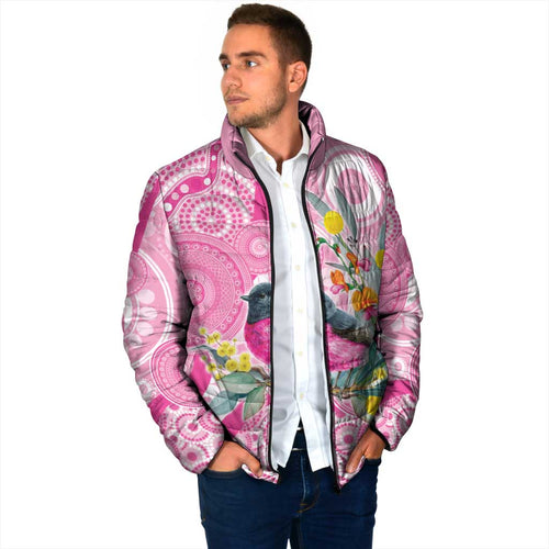 Pink Robin Aboriginal Inspired Padded Jacket - Aussie Hoodie