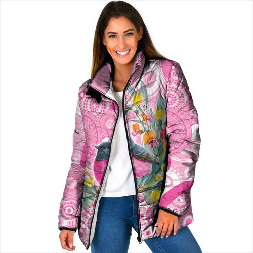 Pink Robin Aboriginal Inspired Padded Jacket - Aussie Hoodie