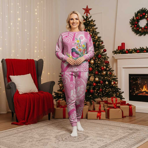 Pink Robin Aboriginal Inspired Christmas Pajama Set - Aussie Hoodie